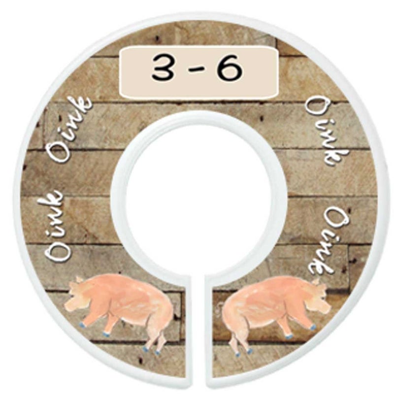 Mumsy Goose Baby Nursery Closet Dividers, Barnyard Themed, 6 Piece Set, Plastic, Multicolor, 3.5 in Height and Width, 1 3/8 in Diameter Opening - Image 3